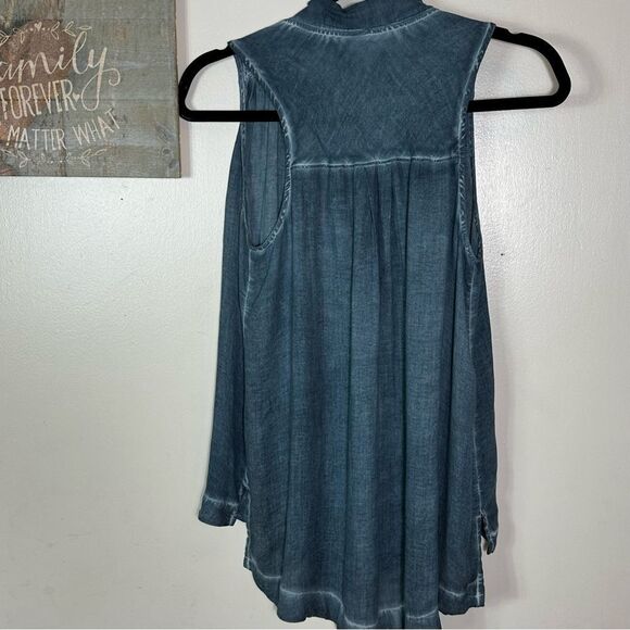 Free People Denim Blue Sleeveless Blouse - Picture 9 of 10